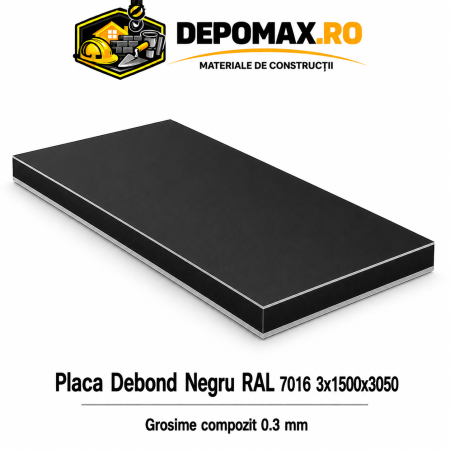 Placa BOND negru/negru 3mm, 1500x3050mm, aluminiu 0.3mm